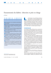 L Dysautonomie du diabète : détection et prise en charge M