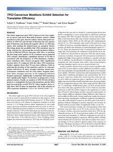 TP53 Cancerous Mutations Exhibit Selection for Translation Efficiency Yedael Y. Waldman,