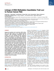 Report Linkage of DNA Methylation Quantitative Trait Loci to Human Cancer Risk