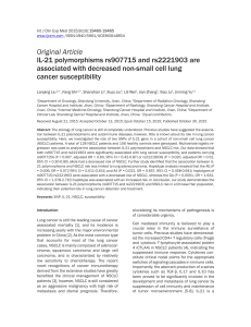 Original Article IL-21 polymorphisms rs907715 and rs2221903 are cancer susceptibility