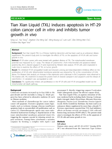 Tian Xian Liquid (TXL) induces apoptosis in HT-29 growth in vivo