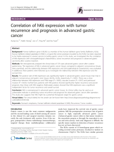 Correlation of hK6 expression with tumor cancer