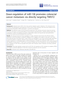 Down-regulation of miR-138 promotes colorectal cancer metastasis via directly targeting TWIST2