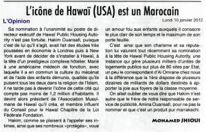 l'icône de  Hawaï {USA}  est un  Marocain L'Opinion à