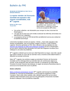 Bulletin du FMI La reprise «timide» de l'économie risques considérables, note