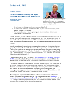 Bulletin du FMI Christine Lagarde appelle à une action