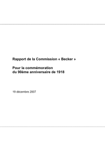 Rapport de la Commission « Becker » Pour la commémoration