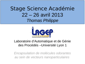Stage Science Académie 22 – 26 avril 2013 Thomas Philippe