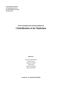 Tp en chimie - Estérification et Hydrolyse