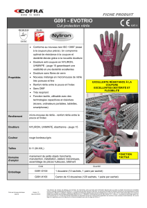 Gants anticoupure tactile - Protection des mains - EVOTRIO