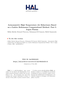 Axisymmetric High Temperature Jet Behaviours Based on a Lattice Boltzmann Computational Method. Part I  Argon Plasma