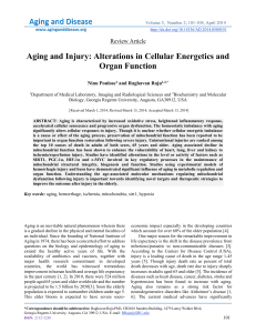 aging and injury alteration in cellular energetics