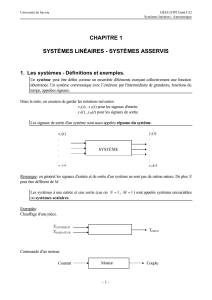 Chapitre 1 Systèmes linéaires - Systèmes asservis