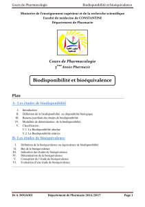 biodisponibilité et bioéquivalence Constantine 2016