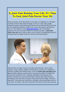 Is Joint Pain Ruining Your Life; It’s Time To Seek Joint Pain Doctor Near Me