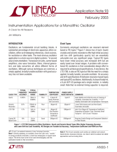 Instrumentation Applications for a Monolithic Oscillator