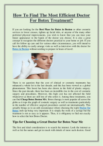 How To Find The Most Efficient Doctor For Botox Treatment