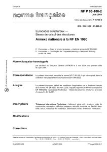 NF P06-100-2 - Eurocodes structuraux. Bases de calcul des structures. Partie 2   annexe nationale à l EN 1990 2002
