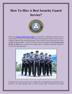 How To Hire A Best Security Guard Service