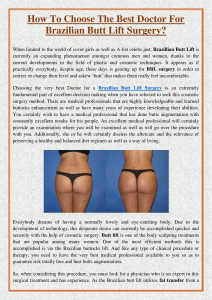 How To Choose The Best Doctor For Brazilian Butt Lift Surgery