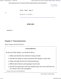 Chapter 3  Thermodynamics – ATMO 200