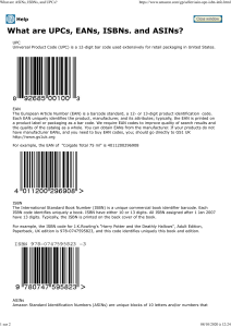 What are bar codes EAN UPC ISBN and ASIN ?
