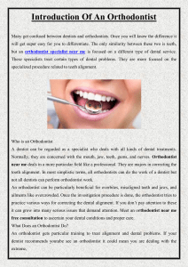 Introduction Of An Orthodontist