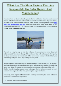 What Are The Main Factors That Are Responsible For Solar Repair And Maintenance