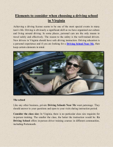 Elements to consider when choosing a driving school in Virginia