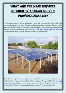 What are the main services offered by a solar service provider near me