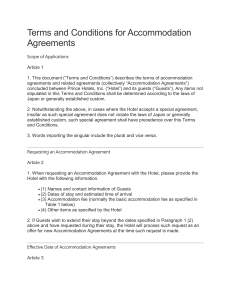Terms and Conditions for Accommodation Agreements