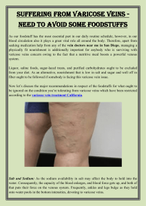 Suffering From Varicose Veins   Need to Avoid Some Foodstuffs