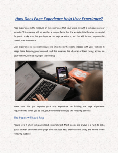 How Does Page Experience Help User Experience
