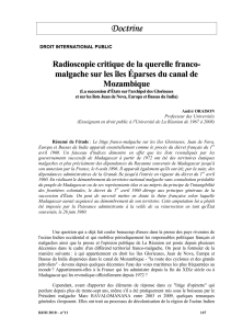 Radioscopie critique de la querelle francomalgache sur les îles Éparses du canal de Mozambique