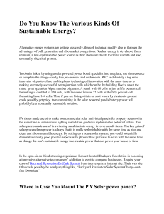Various Kinds Of Sustainable Energy