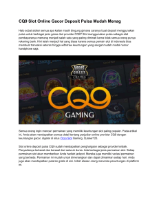 CQ9 Ozzo Slot Gaming Gacor Deposit Pulsa Gampang Menang