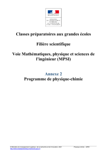 Programme MPSI - Physique-Chimie (à partir de 2021-2022)