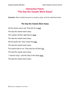 GKS3C18L94 Interactive Poem The Day the Vowels Went Away