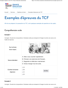 Exemples d'épreuves du TCF France Education international