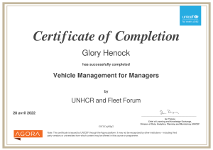Vehicle Management for Managers Course certificate - Vehicle Management for Managers