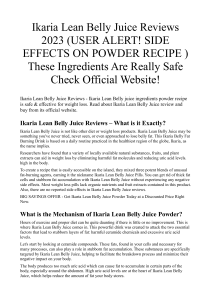 Ikaria Lean Belly Juice Reviews 2023 (USER ALERT! SIDE EFFECTS ON POWDER RECIPE ) These Ingredients Are Really Safe Check Official Website!