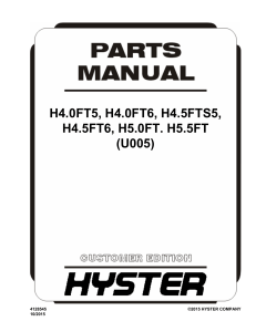 Hyster H4.0FT5, H4.0FT6, H4.5FTS5, H4.5FT6, H5.0FT. H5.5FT (U005) Parts Manual