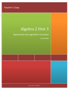 Algebra 2 unit 3 Exponential and Logarithmic Functions Eureka Math