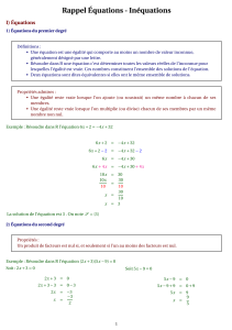 Rappel Equations - Inequations