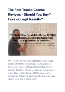 The Fast Tracks Course Reviews - Should You Buy  Fake or Legit Results 