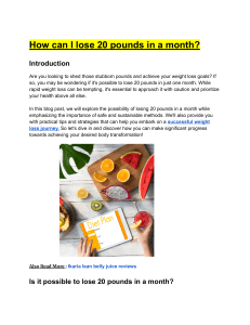 How Can I Lose 20 Pounds in a Month?