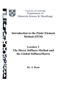 1. The Direct Stiffness Method and the Global StiffnessMatrix