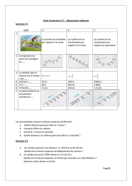 EXERCICES : VITESSE, DISTANCE, TEMPS NIVEAU DEBUTANT 1