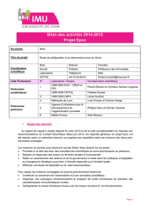 Bilan des activités 2014-2015 Projet Epoc - LabEx IMU