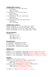 Conditions début « avancer » : Si « touche haut » et « sol » case